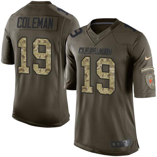 Nike Browns #19 Corey Coleman Green Men's Stitched NFL Limited Salute to Service Jersey Nike Browns #19 Corey Coleman Green Men's Stitched NFL Limited Salute to Service Jersey