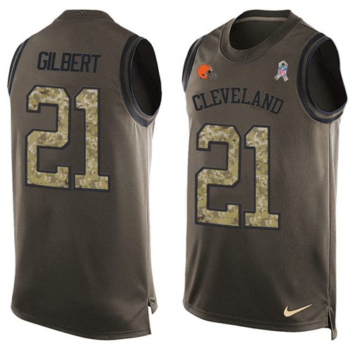 Nike Browns #21 Justin Gilbert Green Men's Stitched NFL Limited Salute To Service Tank Top Jersey Nike Browns #21 Justin Gilbert Green Men's Stitched NFL Limited Salute To Service Tank Top Jersey