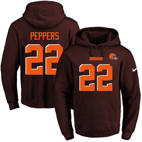 Nike Browns #22 Jabrill Peppers Brown Name & Number Pullover NFL Hoodie