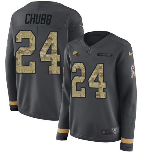Nike Browns #24 Nick Chubb Anthracite Salute to Service