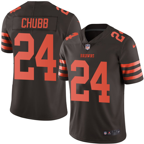 Nike Browns #24 Nick Chubb Brown Men's Stitched NFL Limited Rush Jersey Nike Browns #24 Nick Chubb Brown Men's Stitched NFL Limited Rush Jersey