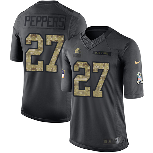 Nike Browns #27 Jabrill Peppers Black Men's Stitched NFL Limited 2016 Salute to Service Jersey Nike Browns #27 Jabrill Peppers Black Men's Stitched NFL Limited 2016 Salute to Service Jersey