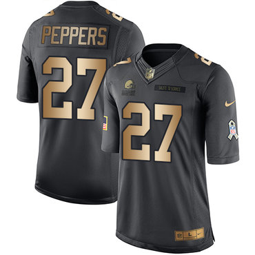 Nike Browns #27 Jabrill Peppers Black Men's Stitched NFL Limited Gold Salute To Service Jersey Nike Browns #27 Jabrill Peppers Black Men's Stitched NFL Limited Gold Salute To Service Jersey
