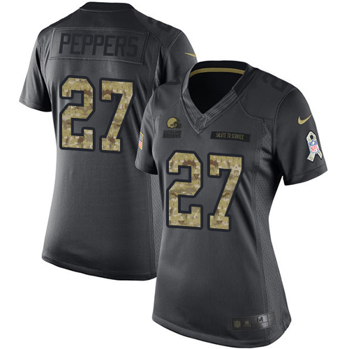 Nike Browns #27 Jabrill Peppers Black Women's Stitched NFL Limited 2016 Salute to Service Jersey Nike Browns #27 Jabrill Peppers Black Women's Stitched NFL Limited 2016 Salute to Service Jersey