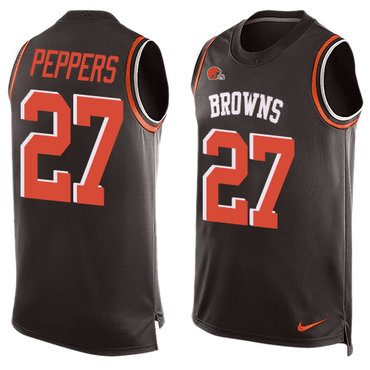 Nike Browns #27 Jabrill Peppers Brown Team Color Men's Stitched NFL Limited Tank Top Jersey Nike Browns #27 Jabrill Peppers Brown Team Color Men's Stitched NFL Limited Tank Top Jersey