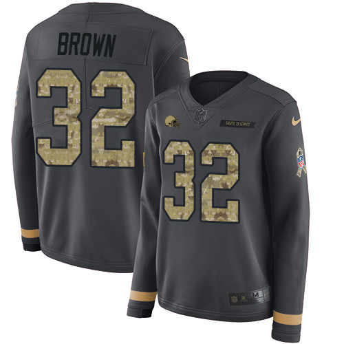 Nike Browns #32 Jim Brown Anthracite Salute to Service