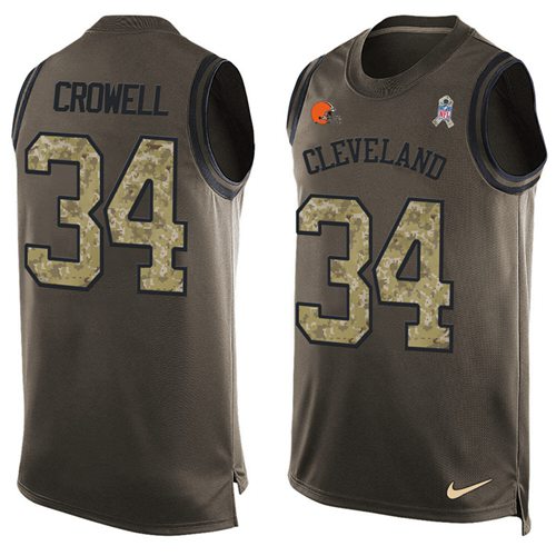 Nike Browns #34 Isaiah Crowell Green Men's Stitched NFL Limited Salute To Service Tank Top Jersey Nike Browns #34 Isaiah Crowell Green Men's Stitched NFL Limited Salute To Service Tank Top Jersey
