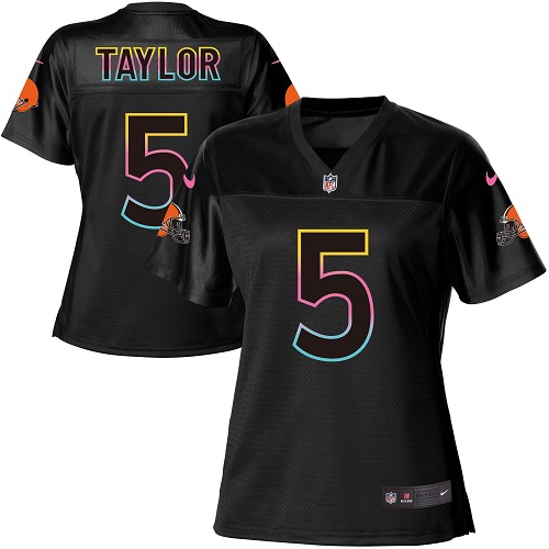 Nike Browns #5 Tyrod Taylor Black Women's NFL Fashion Game Jersey