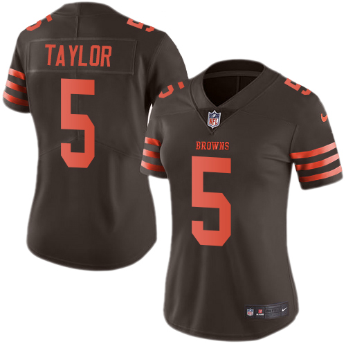 Nike Browns #5 Tyrod Taylor Brown Women's Stitched NFL Limited Rush Jersey Nike Browns #5 Tyrod Taylor Brown Women's Stitched NFL Limited Rush Jersey