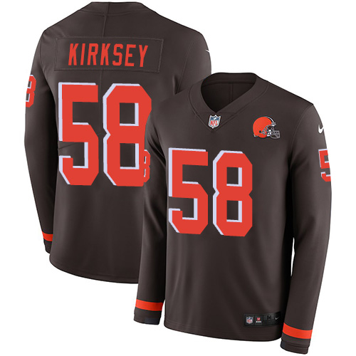 Nike Browns #58 Christian Kirksey Brown Team Color Men's Stitched NFL Limited Therma Long Sleeve Jersey Nike Browns #58 Christian Kirksey Brown Team Color Men's Stitched NFL Limited Therma Long Sleeve Jersey