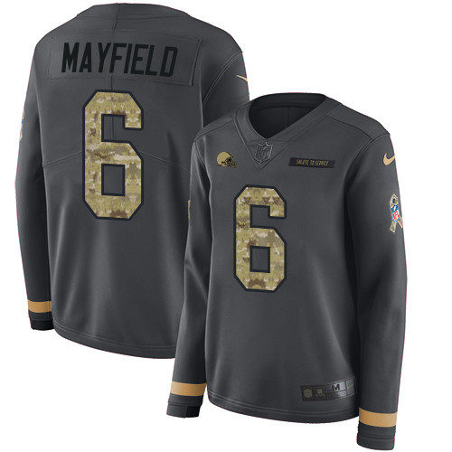 Nike Browns #6 Baker Mayfield Anthracite Salute to Service Nike Browns #6 Baker Mayfield Anthracite Salute to Service