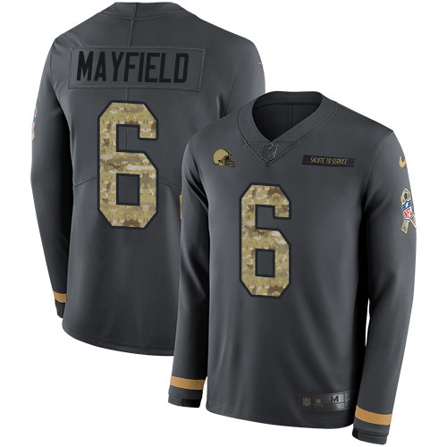 Nike Browns #6 Baker Mayfield Anthracite Salute to Service Youth