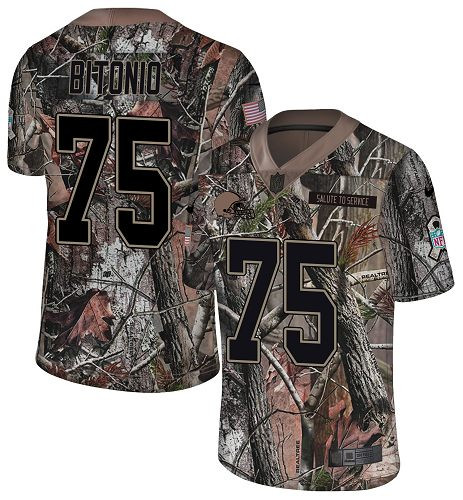 Nike Browns #75 Joel Bitonio Camo Men's Stitched NFL Limited Rush Realtree Jersey
