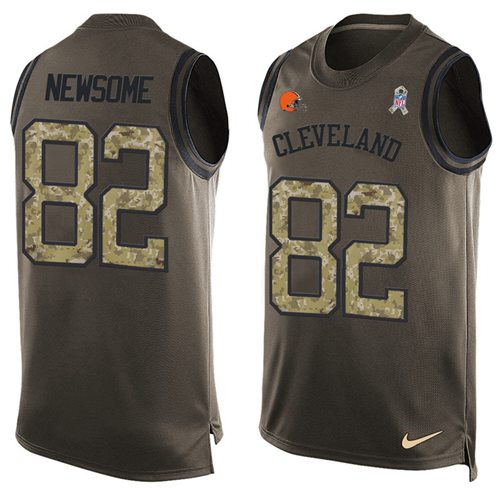 Nike Browns #82 Ozzie Newsome Green Men's Stitched NFL Limited Salute To Service Tank Top Jersey Nike Browns #82 Ozzie Newsome Green Men's Stitched NFL Limited Salute To Service Tank Top Jersey