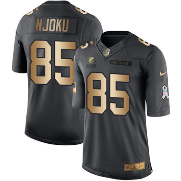 Nike Browns #85 David Njoku Black Men's Stitched NFL Limited Gold Salute To Service Jersey Nike Browns #85 David Njoku Black Men's Stitched NFL Limited Gold Salute To Service Jersey