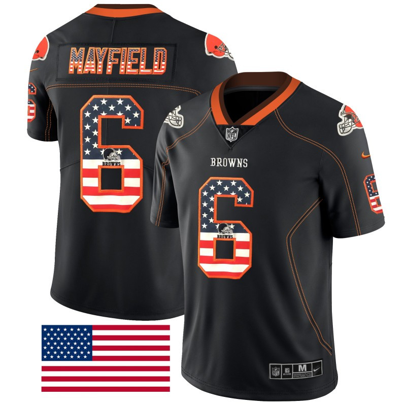Nike Browns 6 Baker Mayfield Black USA Flag Fashion Limited Jersey Nike Browns 6 Baker Mayfield Black USA Flag Fashion Limited Jersey