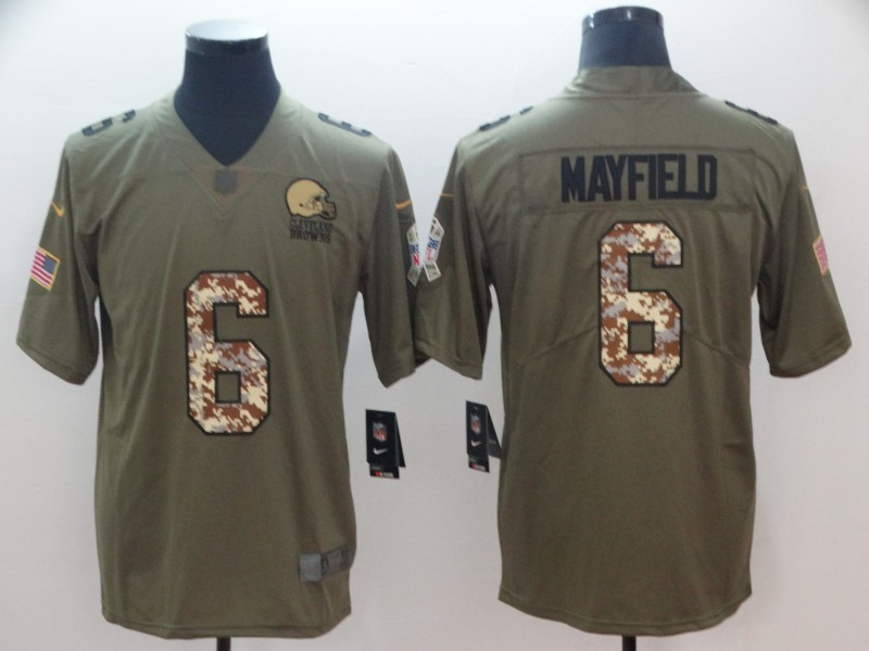 Nike Browns 6 Baker Mayfield Olive Camo Salute To Service Limited Jersey Nike Browns 6 Baker Mayfield Olive Camo Salute To Service Limited Jersey