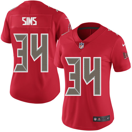 Nike Buccaneers #34 Charles Sims Red Women's Stitched NFL Limited Rush Jersey Nike Buccaneers #34 Charles Sims Red Women's Stitched NFL Limited Rush Jersey