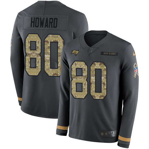 Nike Buccaneers #80 O. J. Howard Anthracite Salute to Service Men's Stitched NFL Limited Therma Long Sleeve Jersey Nike Buccaneers #80 O. J. Howard Anthracite Salute to Service Men's Stitched NFL Limited Therma Long Sleeve Jersey
