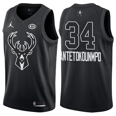 Nike Bucks #34 Giannis Antetokounmpo Jordan Brand Black 2018 All-Star Game Swingman Jersey