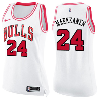 Nike Bulls #24 Lauri Markkanen White Pink Women's NBA Swingman Fashion Jersey