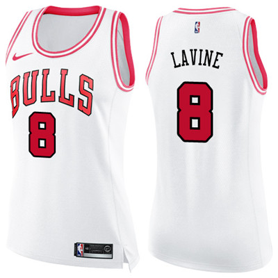 Nike Bulls #8 Zach LaVine White Pink Women's NBA Swingman Fashion Jersey