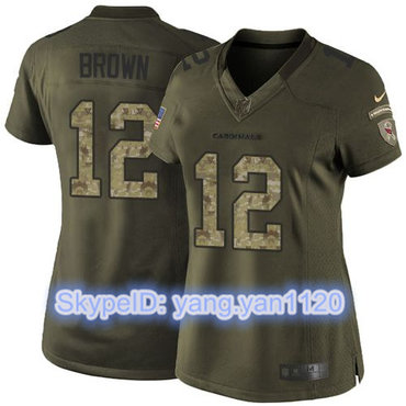 Nike Cardinals #12 John Brown Green Women's Stitched NFL Limited Salute to Service Jersey