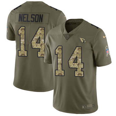 Nike Cardinals #14 J.J. Nelson Olive Camo Youth Stitched NFL Limited 2017 Salute to Service Jersey