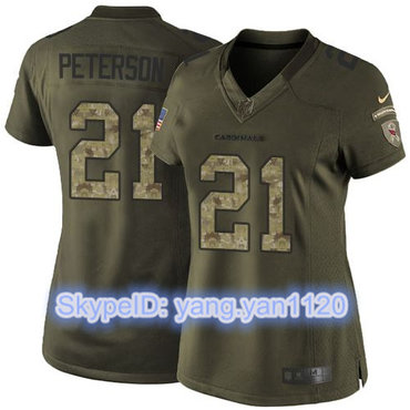 Nike Cardinals #21 Patrick Peterson Green Women's Stitched NFL Limited Salute to Service Jersey