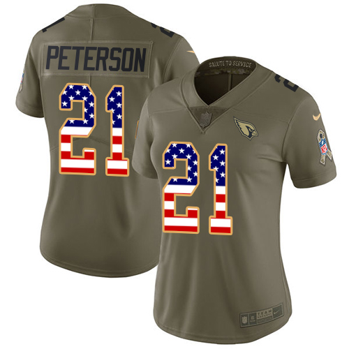 Nike Cardinals #21 Patrick Peterson Olive USA Flag Women's Stitched NFL Limited 2017 Salute to Service Jersey Nike Cardinals #21 Patrick Peterson Olive USA Flag Women's Stitched NFL Limited 2017 Salute to Service Jersey