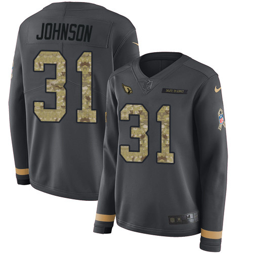 Nike Cardinals #31 David Johnson Anthracite Salute to Service