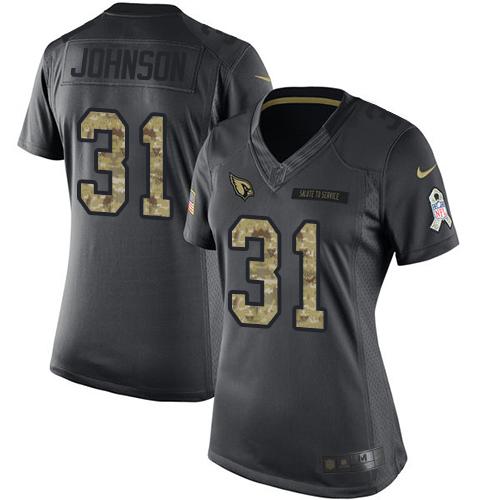 Nike Cardinals #31 David Johnson Black Women's Stitched NFL Limited 2016 Salute to Service Jersey Nike Cardinals #31 David Johnson Black Women's Stitched NFL Limited 2016 Salute to Service Jersey