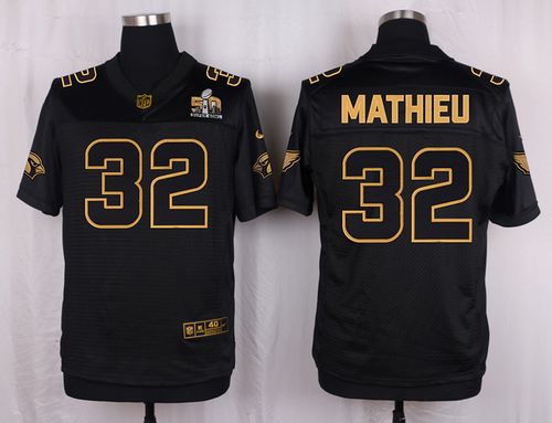Nike Cardinals #32 Tyrann Mathieu Black Pro Line Gold Collection Men's Stitched NFL Elite Jersey