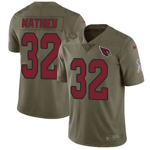 Nike Cardinals #32 Tyrann Mathieu Olive Youth Stitched NFL Limited 2017 Salute to Service Jersey