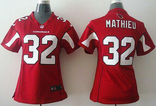Nike Cardinals #32 Tyrann Mathieu Red Team Color Women's Stitched NFL Elite Jersey