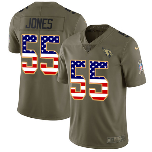 Nike Cardinals #55 Chandler Jones Olive USA Flag Youth Stitched NFL Limited 2017 Salute to Service Jersey