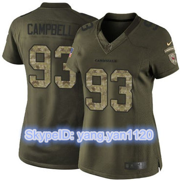 Nike Cardinals #93 Calais Campbell Green Women's Stitched NFL Limited Salute to Service Jersey