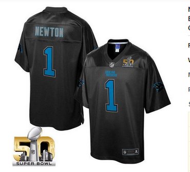 Nike Carolina Panthers #1 Cam Newton Black Super Bowl 50 Men's NFL Pro Line Black Reverse Fashion Game Jersey