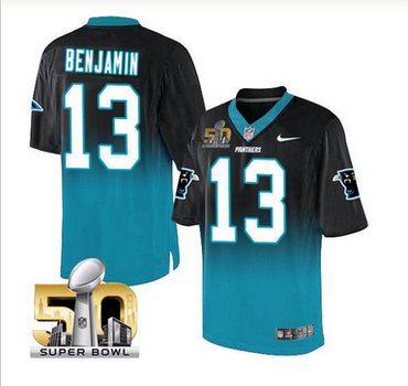 Nike Carolina Panthers #13 Kelvin Benjamin BlackBlue Super Bowl 50 Men's Stitched NFL Elite Fadeaway Fashion Jersey Nike Carolina Panthers #13 Kelvin Benjamin BlackBlue Super Bowl 50 Men's Stitched NFL Elite Fadeaway Fashion Jersey