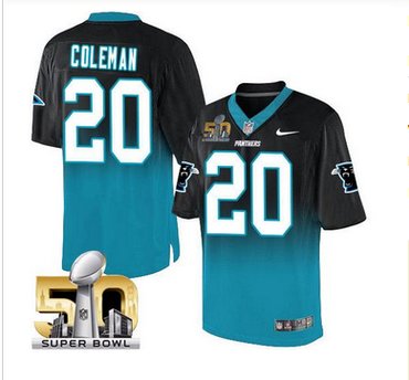 Nike Carolina Panthers #20 Kurt Coleman BlackBlue Super Bowl 50 Men's Stitched NFL Elite Fadeaway Fashion Jersey Nike Carolina Panthers #20 Kurt Coleman BlackBlue Super Bowl 50 Men's Stitched NFL Elite Fadeaway Fashion Jersey