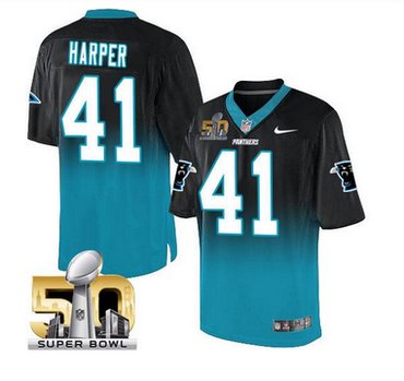 Nike Carolina Panthers #41 Roman Harper BlackBlue Super Bowl 50 Men's Stitched NFL Elite Fadeaway Fashion Jersey Nike Carolina Panthers #41 Roman Harper BlackBlue Super Bowl 50 Men's Stitched NFL Elite Fadeaway Fashion Jersey