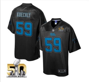Nike Carolina Panthers #59 Luke Kuechly Black Super Bowl 50 Men's NFL Pro Line Black Reverse Fashion Game Jersey