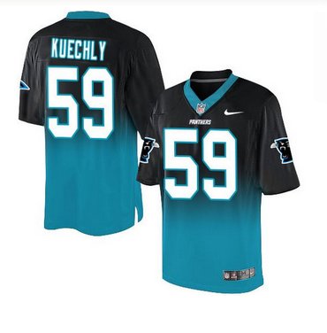 Nike Carolina Panthers #59 Luke Kuechly BlackBlue Men's Stitched NFL Elite Fadeaway Fashion Jersey