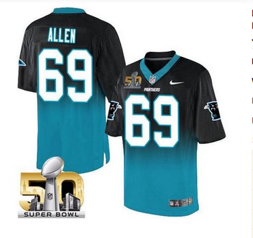 Nike Carolina Panthers #69 Jared Allen BlackBlue Super Bowl 50 Men's Stitched NFL Elite Fadeaway Fashion Jersey