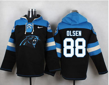 Nike Carolina Panthers #88 Greg Olsen Black Player Pullover NFL Hoodie