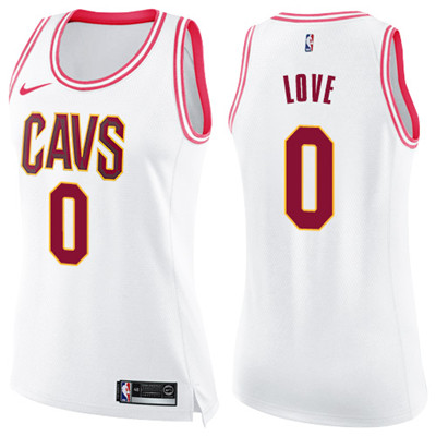 Nike Cavaliers #0 Kevin Love White Pink Women's NBA Swingman Fashion Jersey