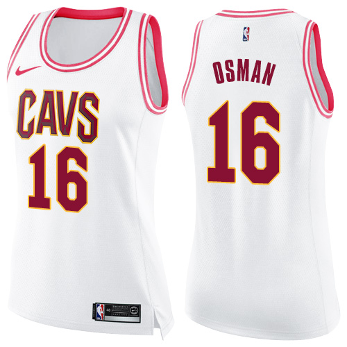 Nike Cavaliers #16 Cedi Osman White Pink Women's NBA Swingman Fashion Jersey