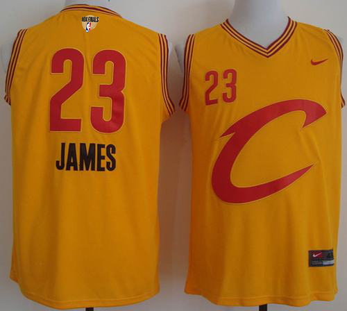 Nike Cavaliers #23 LeBron James Gold The Finals Patch NBA Swingman Jersey