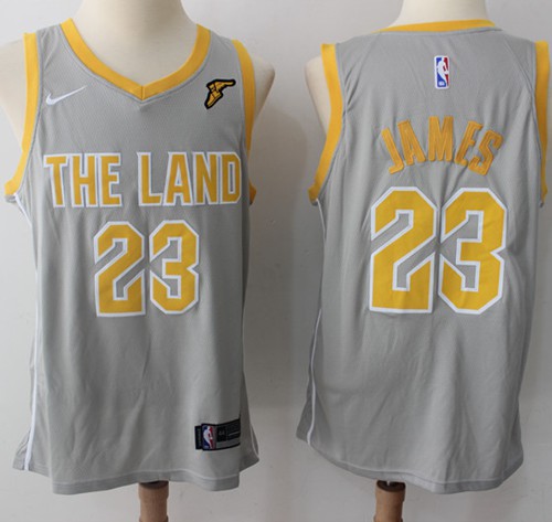 Nike Cavaliers #23 LeBron James Gray NBA Swingman City Edition Jersey