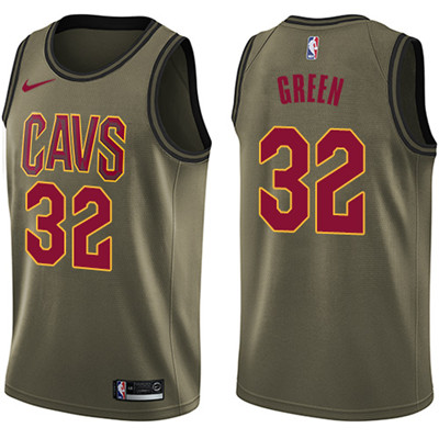 Nike Cavaliers #32 Jeff Green Green Salute to Service Youth NBA Swingman Jersey